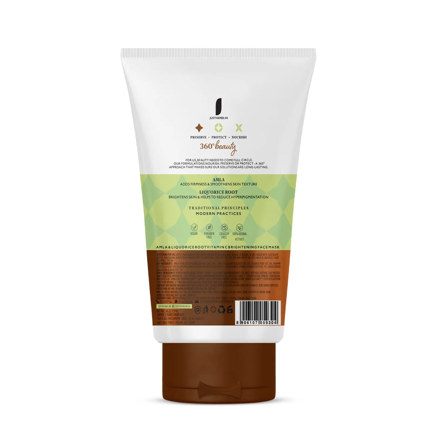 Brightening Face Mask - Vitamin C Amla and Liquorice Root Tube : 65 gm