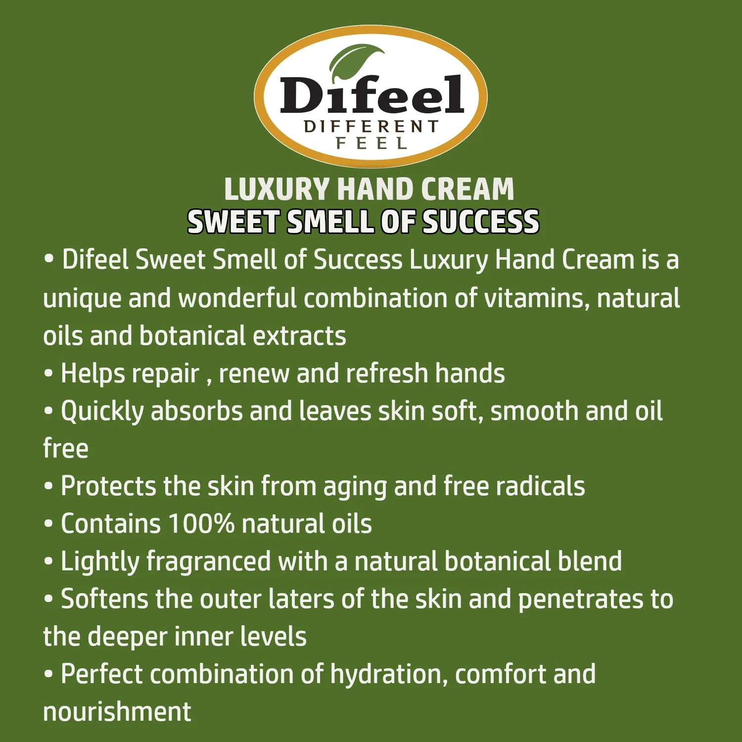 Difeel Luxury Moisturizing Hand Cream - Sweet Smell of Success 1.4 oz.