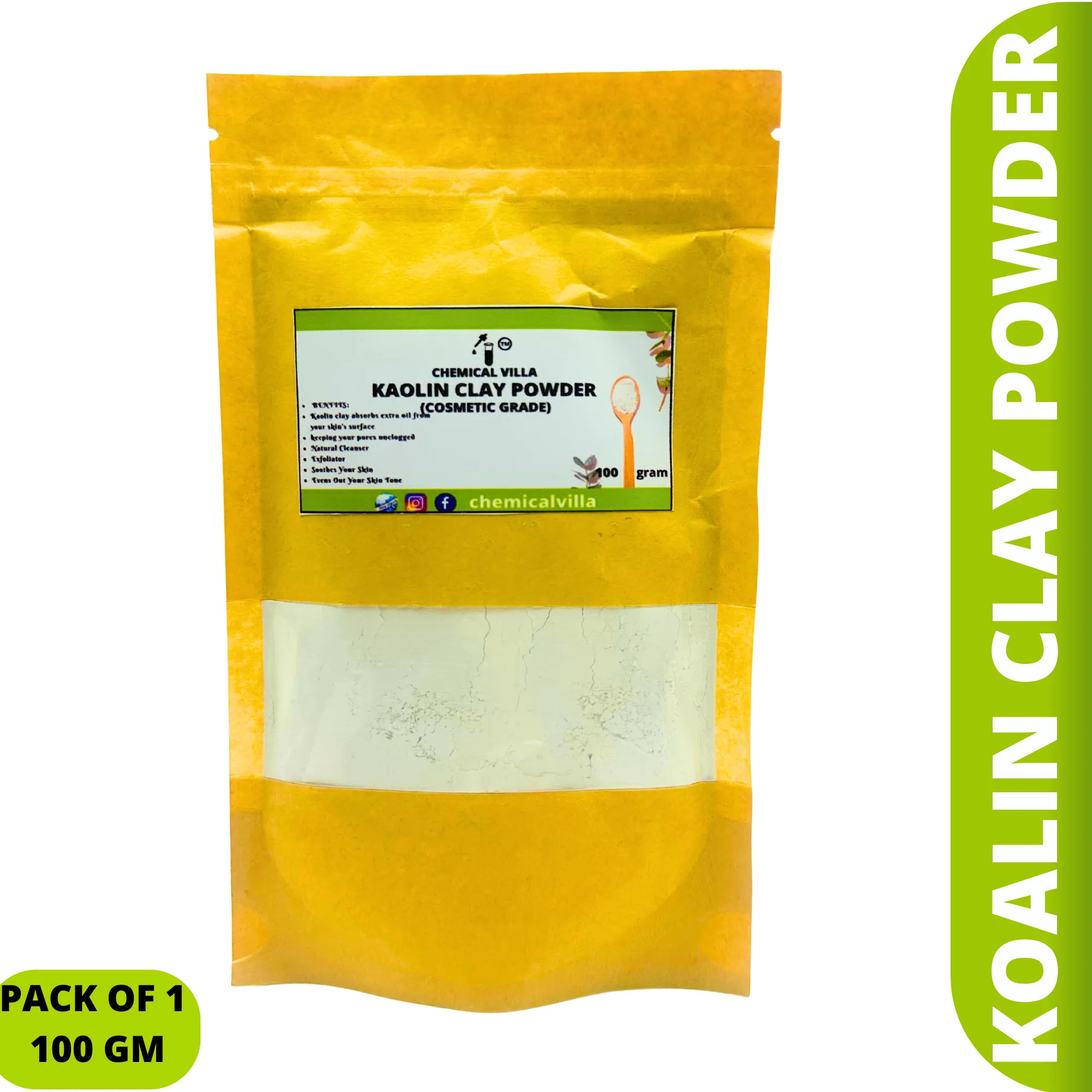 Kaolin Clay Powder 100g- Clay Mask Powder for Skin Pack 100% Natural -organic kaolin clay-china clay powder-cooling clay