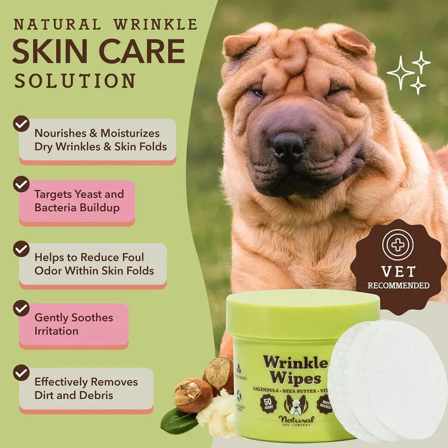 Natural Dog Company Wrinkle Wipes - 50 Pack